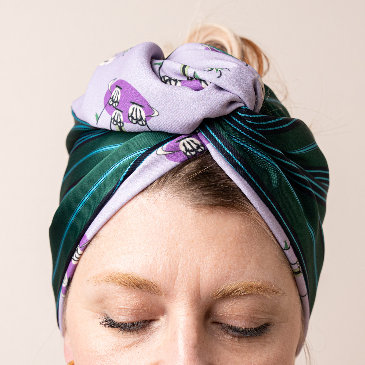 Turbante riga verde, blu e azzurra -  - Le Conturbanti Concept Store