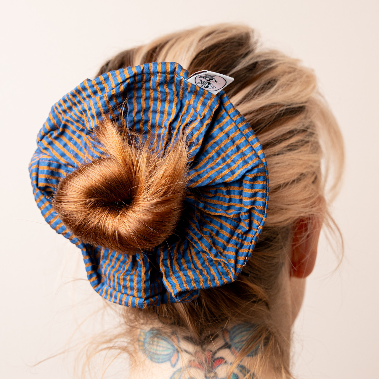 Scrunchie righe blu e senape -  - Le Conturbanti Concept Store