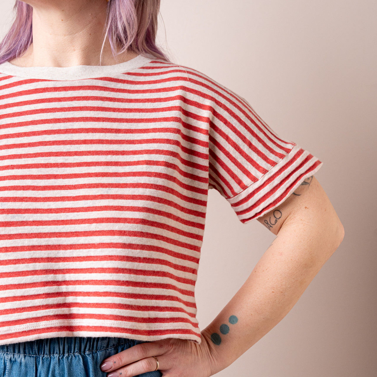 T-shirt crop righe rosse -  - Le Conturbanti Concept Store