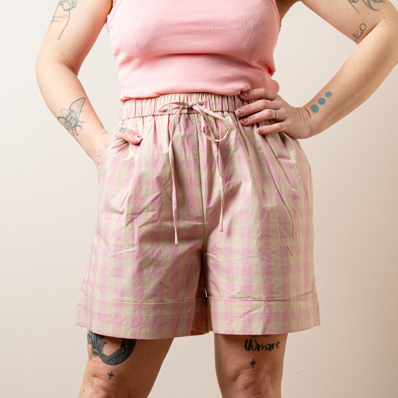Shorts a quadretti rosa -  - Le Conturbanti Concept Store