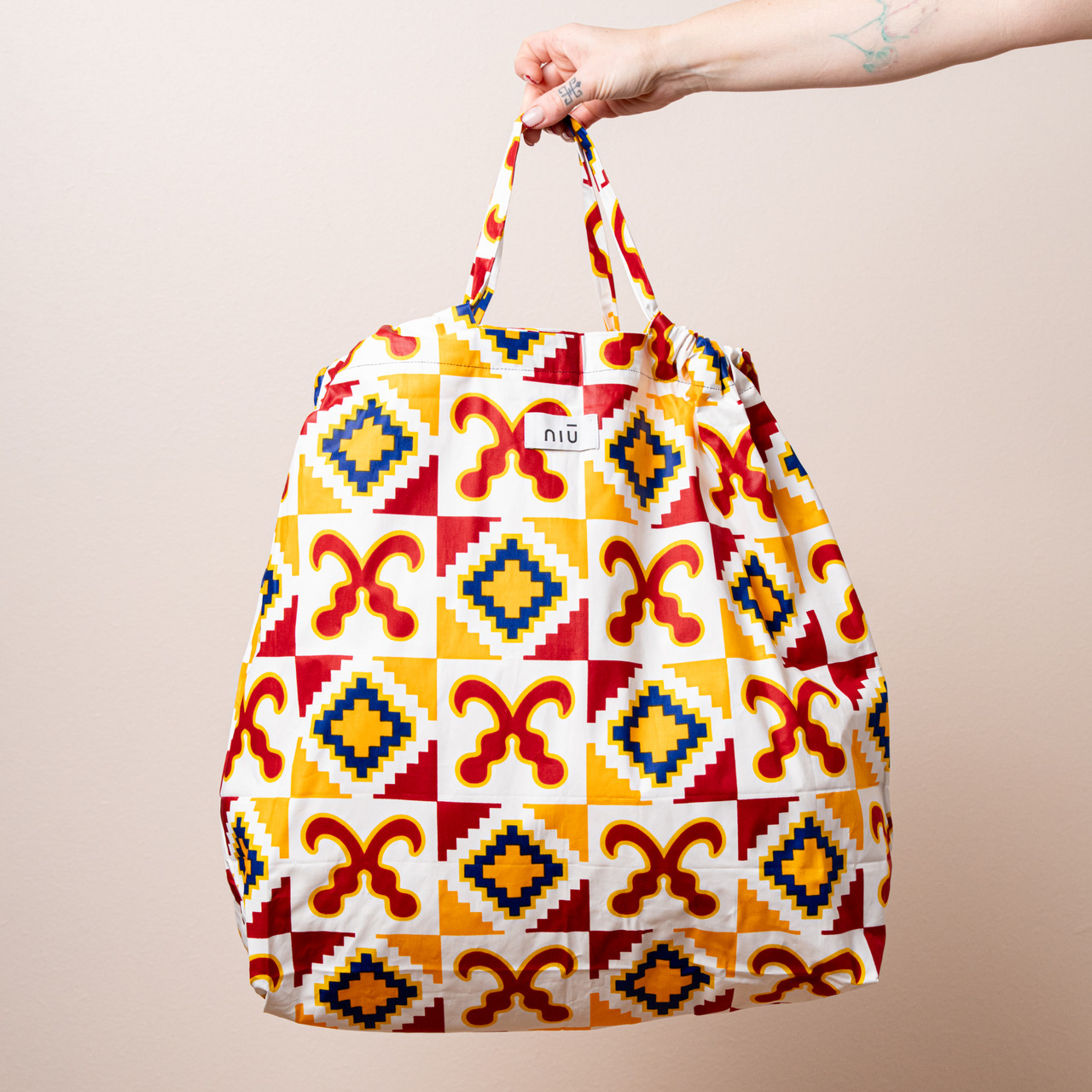Maxi borsa in fantasia gialla, rossa e blu -  - Le Conturbanti Concept Store