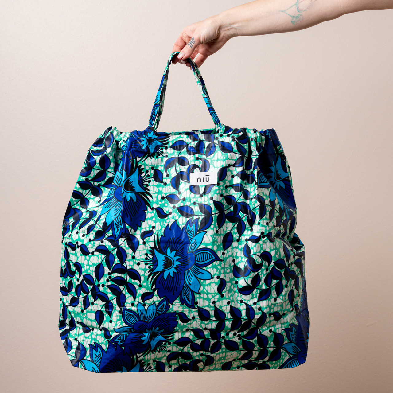 Maxi borsa in fantasia blu e turchese -  - Le Conturbanti Concept Store