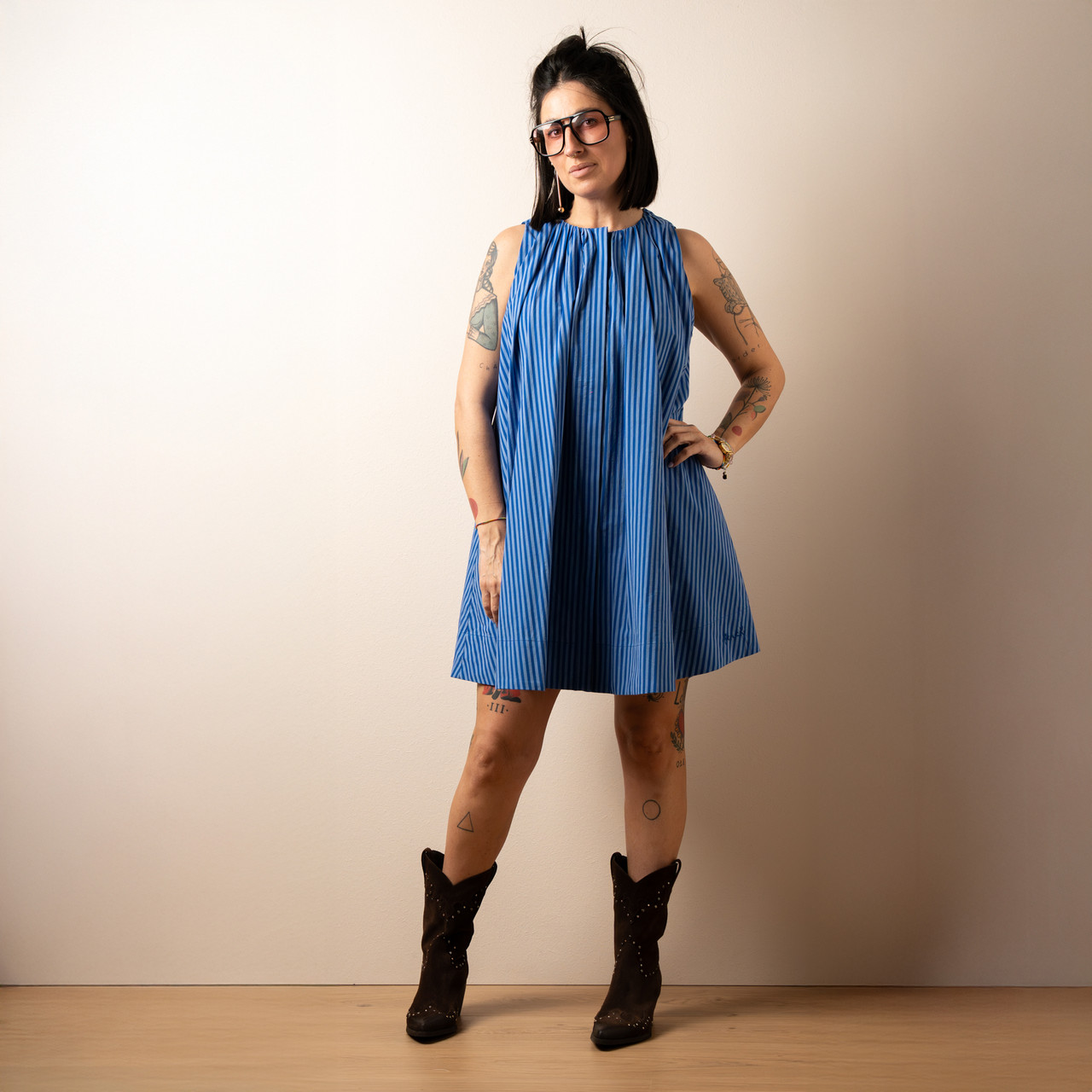 Abito corto a righe blu -  - Le Conturbanti Concept Store