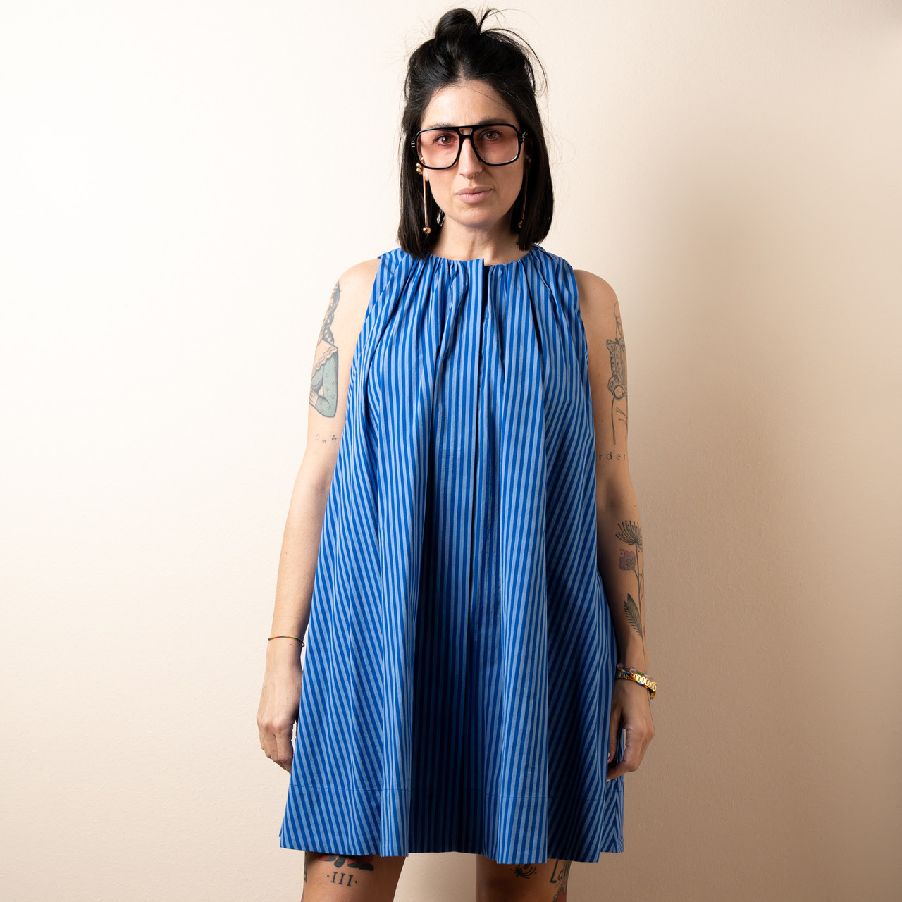 Abito corto a righe blu -  - Le Conturbanti Concept Store