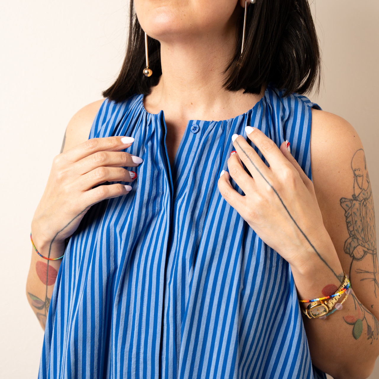 Abito corto a righe blu -  - Le Conturbanti Concept Store