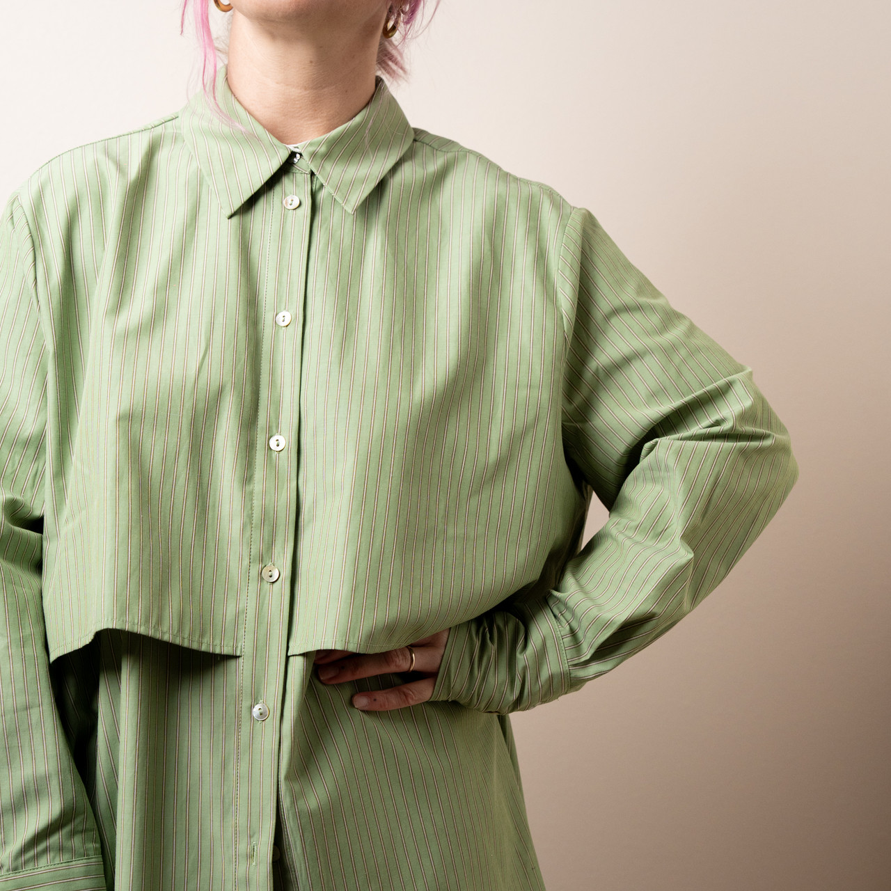 Camicia oversize a righe verde -  - Le Conturbanti Concept Store