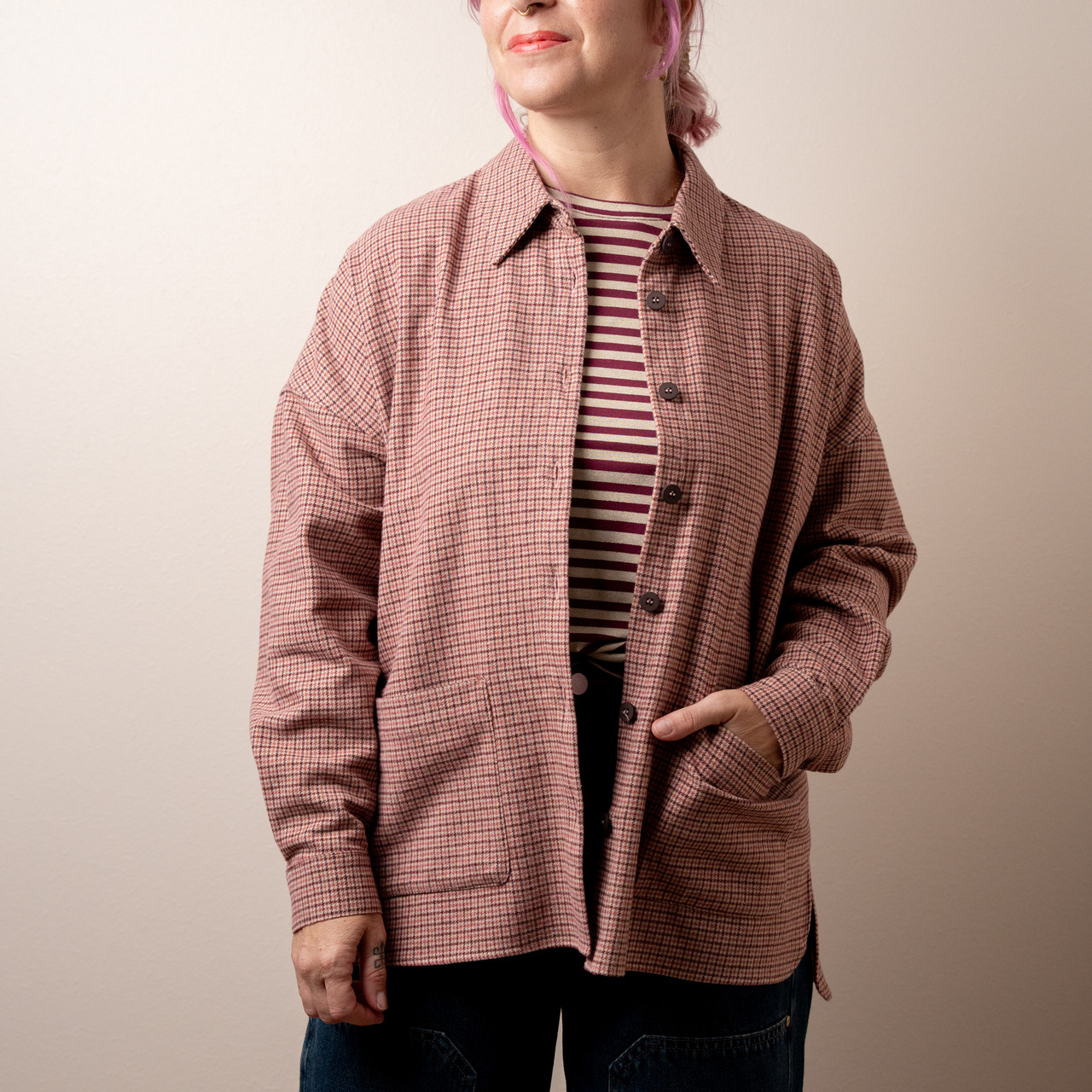Camicia over pied de poule rosa -  - Le Conturbanti Concept Store