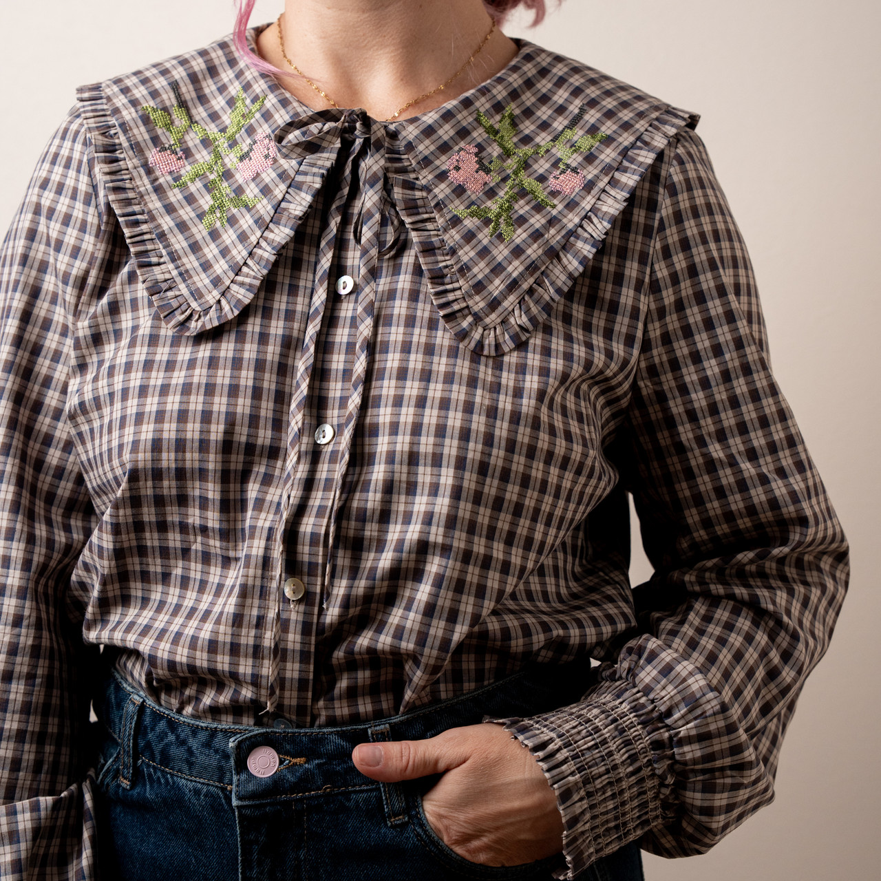 Camicia colletto check marrone -  - Le Conturbanti Concept Store