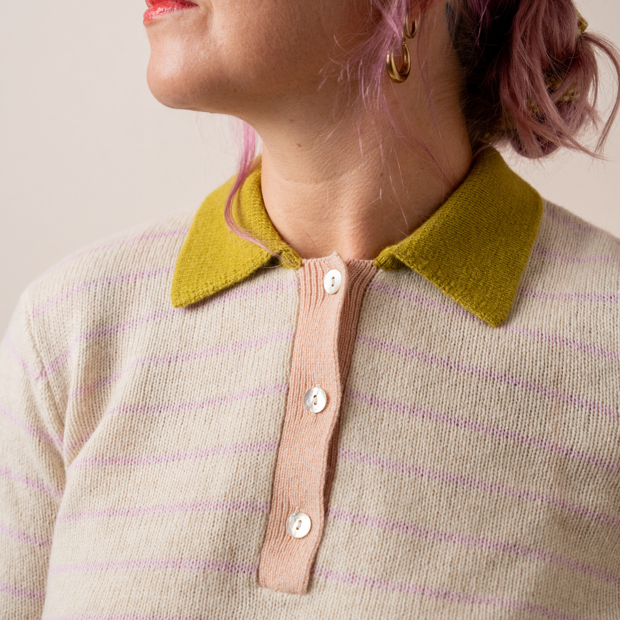 Maglione polo burro a righe rosa -  - Le Conturbanti Concept Store