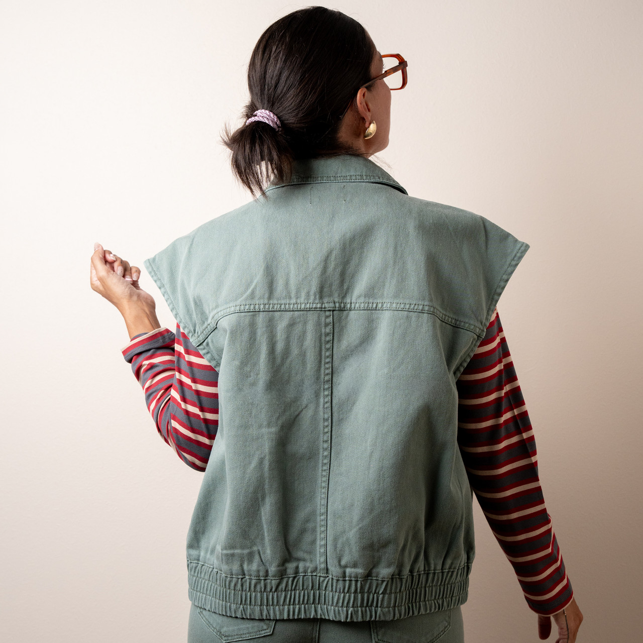 Gilet worker in jeans verde acqua -  - Le Conturbanti Concept Store