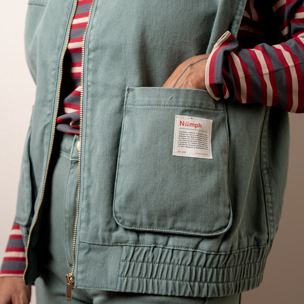 Gilet worker in jeans verde acqua -  - Le Conturbanti Concept Store