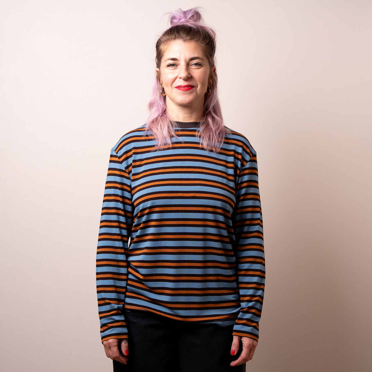 Maglia over a righe arancione e azzurro -  - Le Conturbanti Concept Store