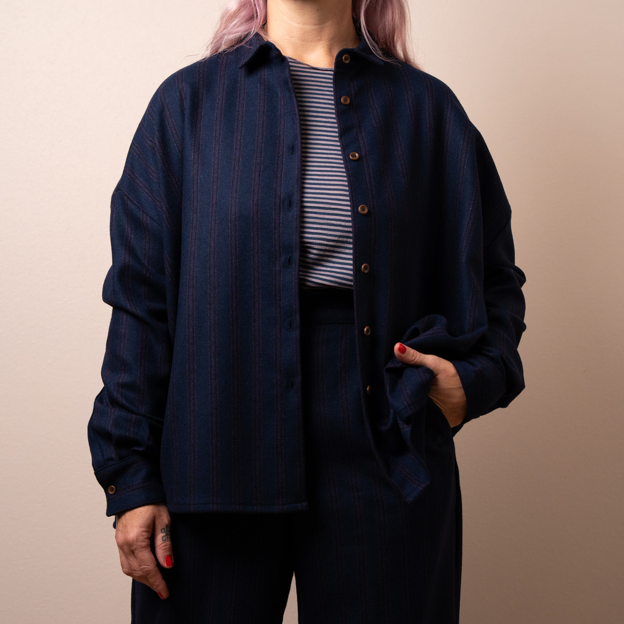 Camicia blu a righe magenta -  - Le Conturbanti Concept Store