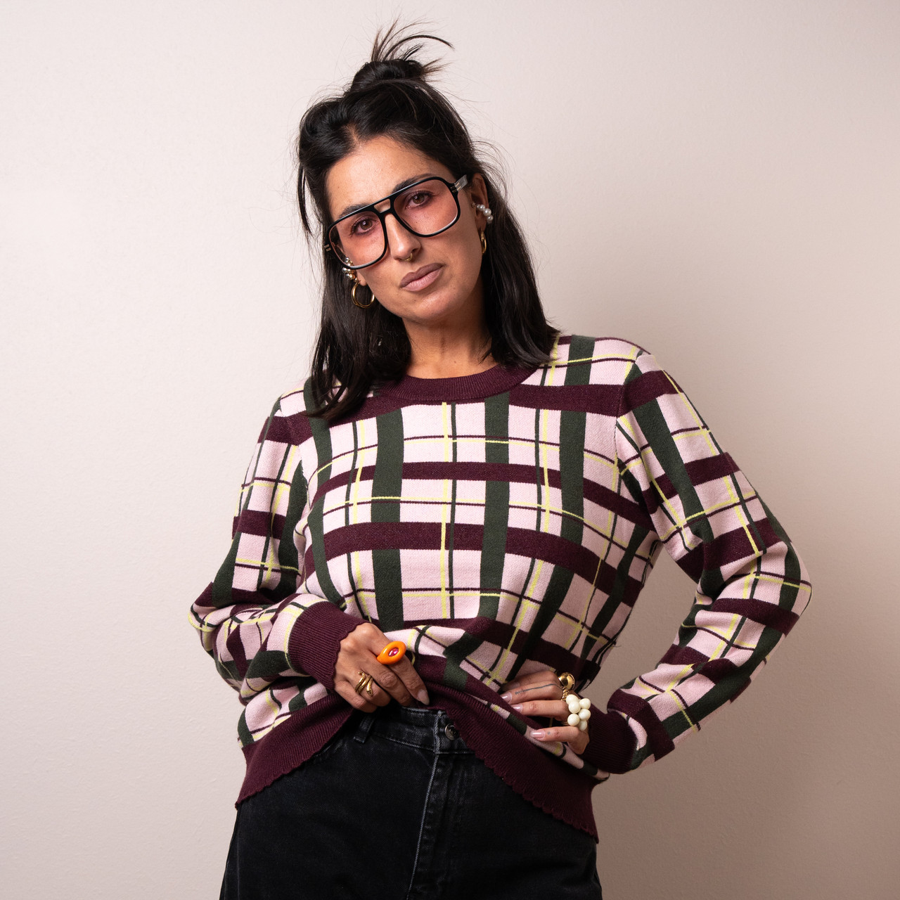 Maglione check rosa -  - Le Conturbanti Concept Store