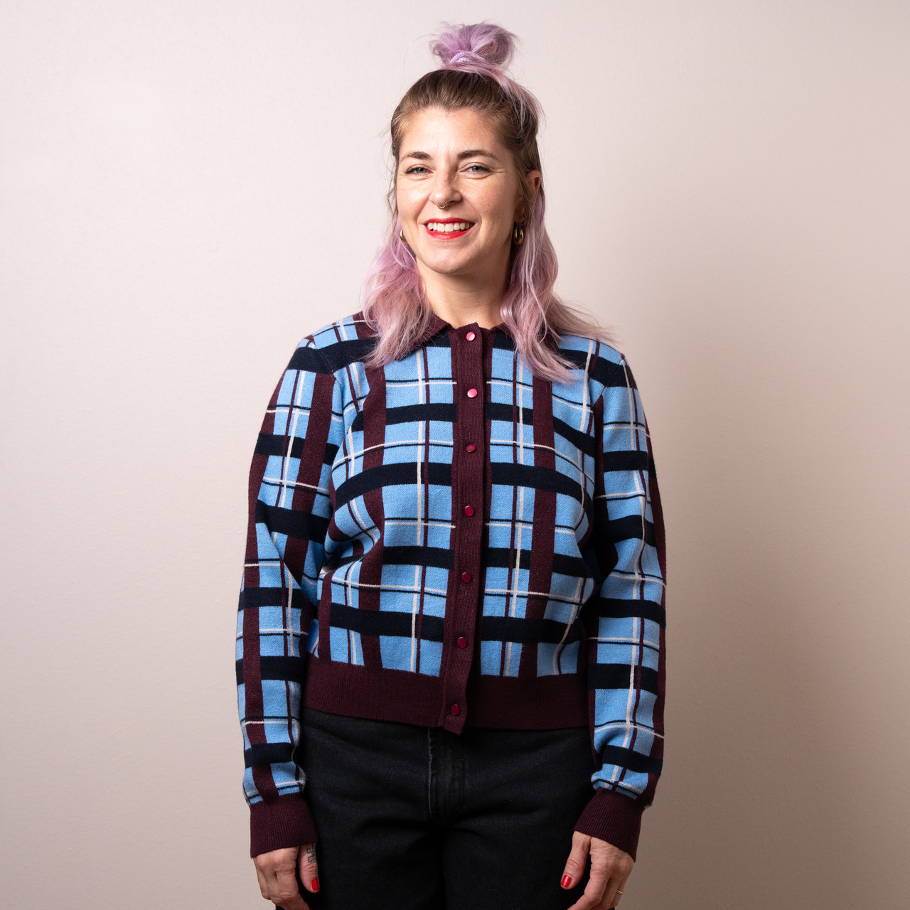 Cardigan check azzurro -  - Le Conturbanti Concept Store