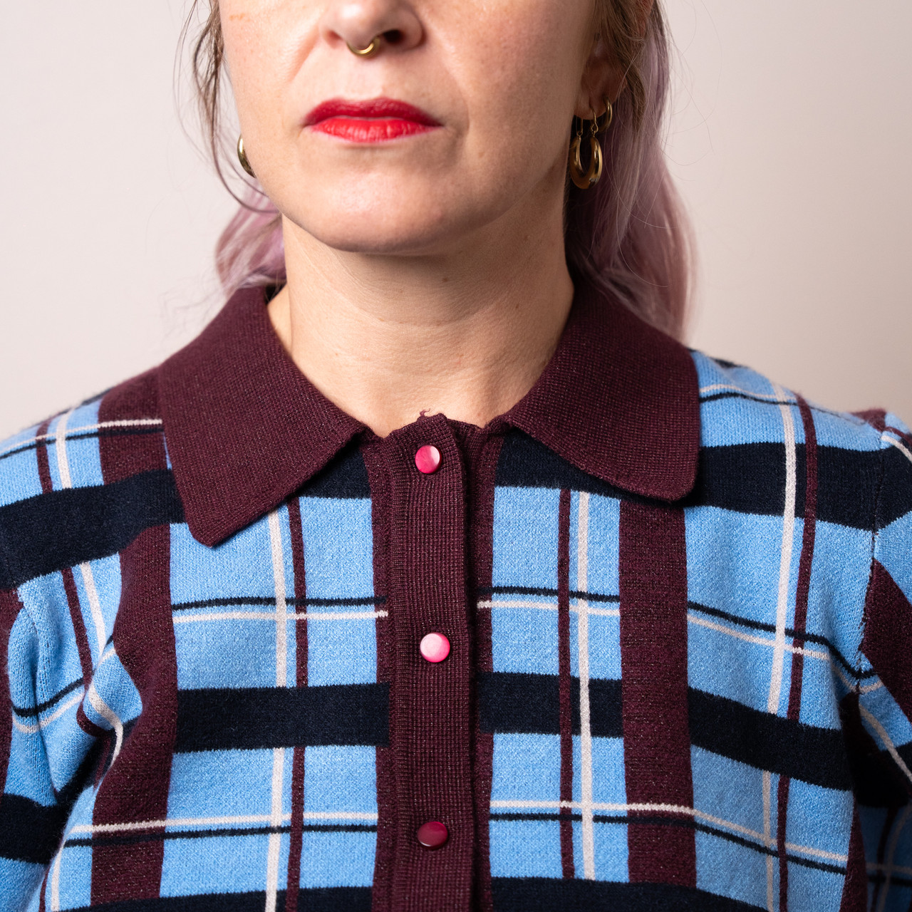 Cardigan check azzurro -  - Le Conturbanti Concept Store