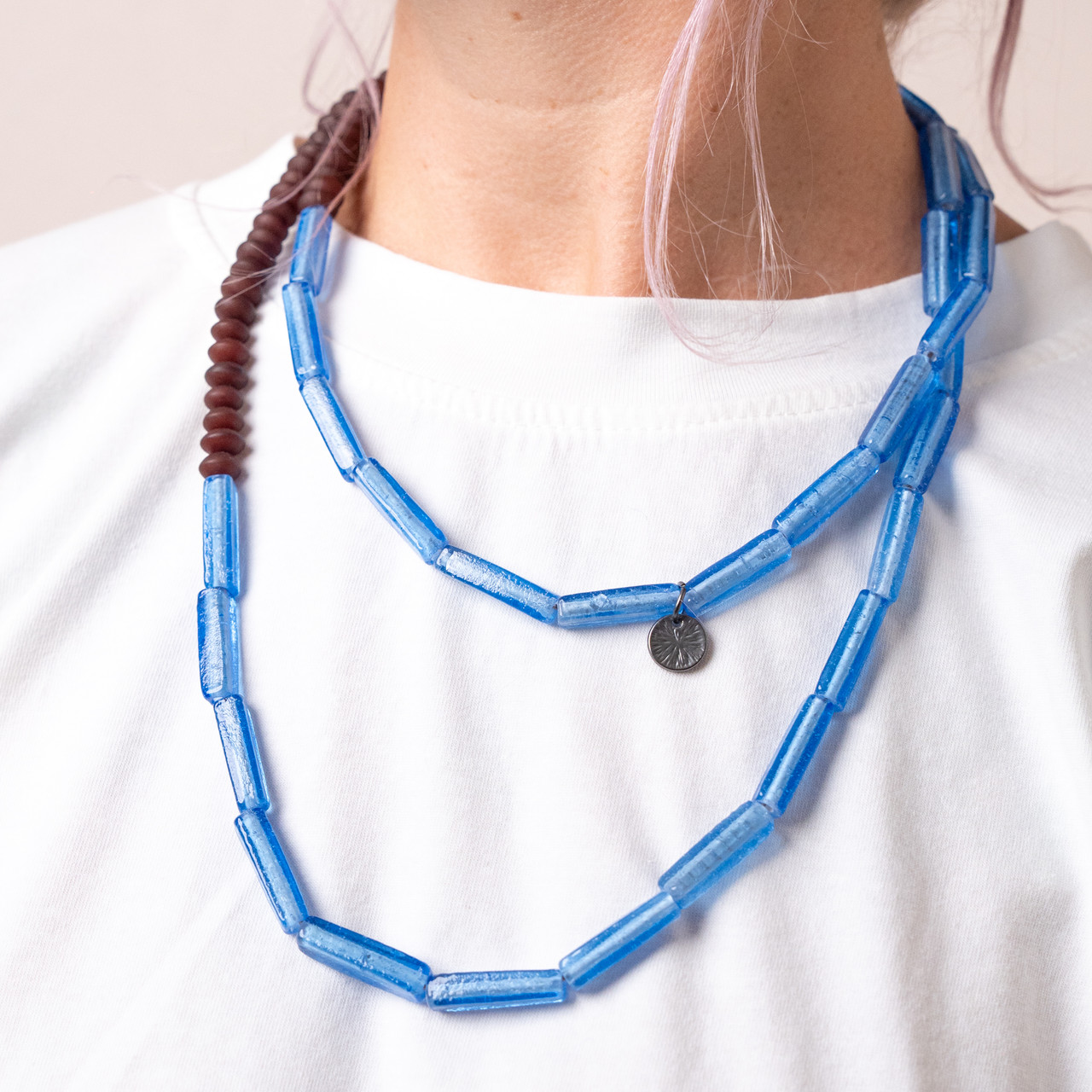Collana in vetro azzurra e marrone -  - Le Conturbanti Concept Store