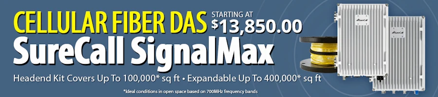SureCall SignalMax Fiber DAS hybrid-fiber cellular booster from Powerful Signal
