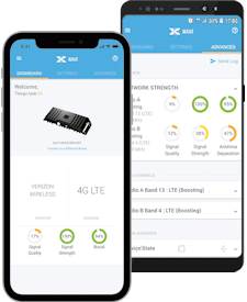 The Nextivity WAVE app for iPhone and Android smartphones for use with the CEL-FI GO G32 Stationary and Mobile Signal Boosters