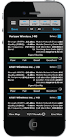 Cell LinQ Pro signal meter app Signal Selection screen