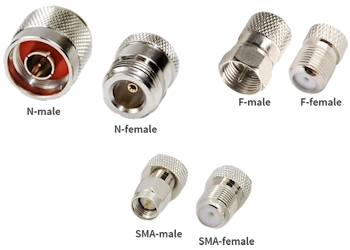 N-male N-female F-male F-female SMA-male SMA-female connectors