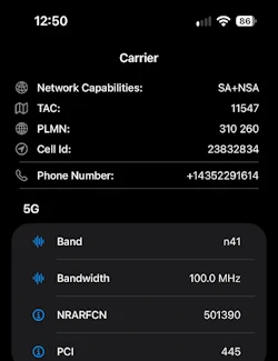 iOS 18 Field Test Mode on a T-Mobile phone