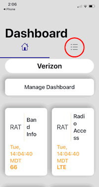 iPhone iOS 15 Field Test Mode Dashboard screen