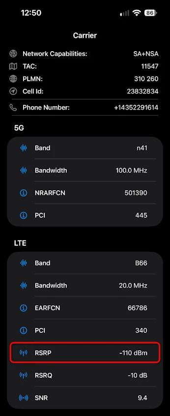 iPhone iOS 27 Field Test Mode screen