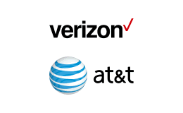 Carrier logos for Verizon and AT&T