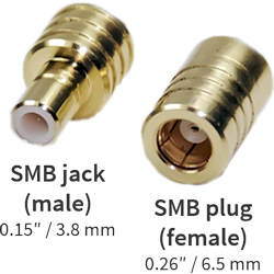 SMB-male and SMB-female connectors with size in diameter