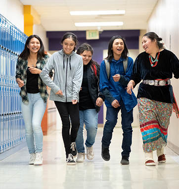 Students in school hallway