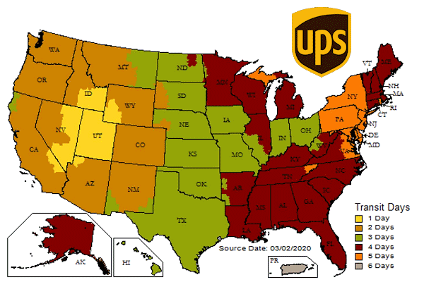 Shipping and Returns Policy Powerful - Time In Transit Map Ups 202003 