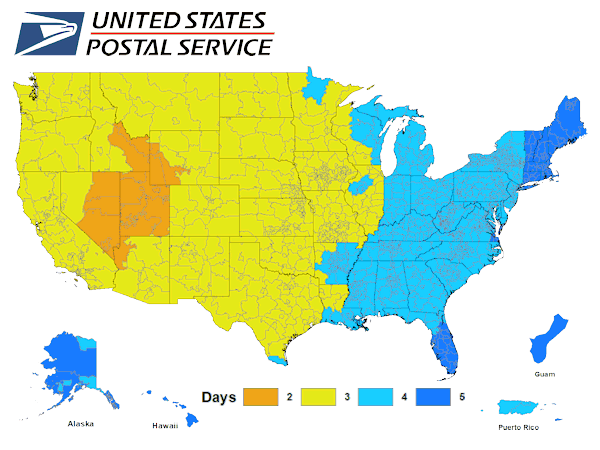 Usps First Class Package Time Map