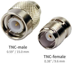 TNC-male and TNC-female connectors with size in diameter