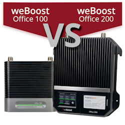 What are the differences between the weBoost Office 100 and weBoost Office 200?