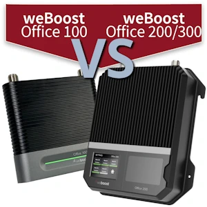 What are the differences between the weBoost Office 100, Office 200, and Office 300 Installed?