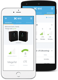 The Cel-Fi WAVE app for iPhone and Android smartphones for use with the Cel-Fi PRO Wireless Smart Signal Booster for AT&T P34-2/4/5/12