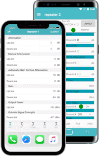 The SureCall Sentry app for iPhone and Android smartphones for use with SureCall Force5 2.0 cell phone signal amplifiers