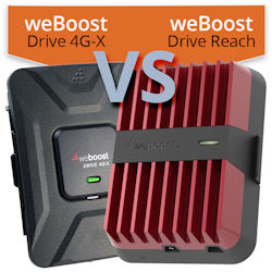 What are the differences between the weBoost Drive 4G-X and weBoost Drive Reach?