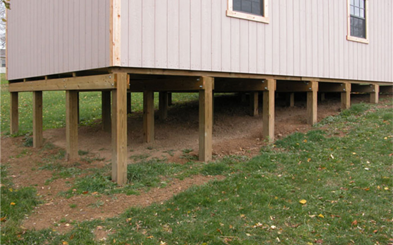 shed raised to level ground