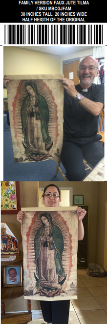 Our Lady of Guadalupe Tilma - Family Size on Fabric Textile 30" x 20"