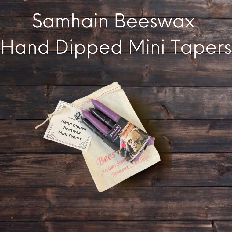 6 Samhain Purple and Black Beeswax Chime Candle Bundle