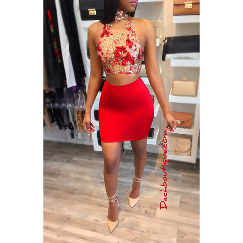 Red Floral Set