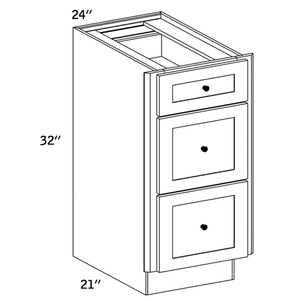 Vdb24 Vanity 3 Drawer Base Cabinet Wbg7000 Galaxy Cabinetry