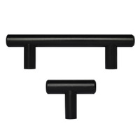 2" - 18" Matte Black Kitchen Cabinet T Bar Pulls Handles Knobs Hardware