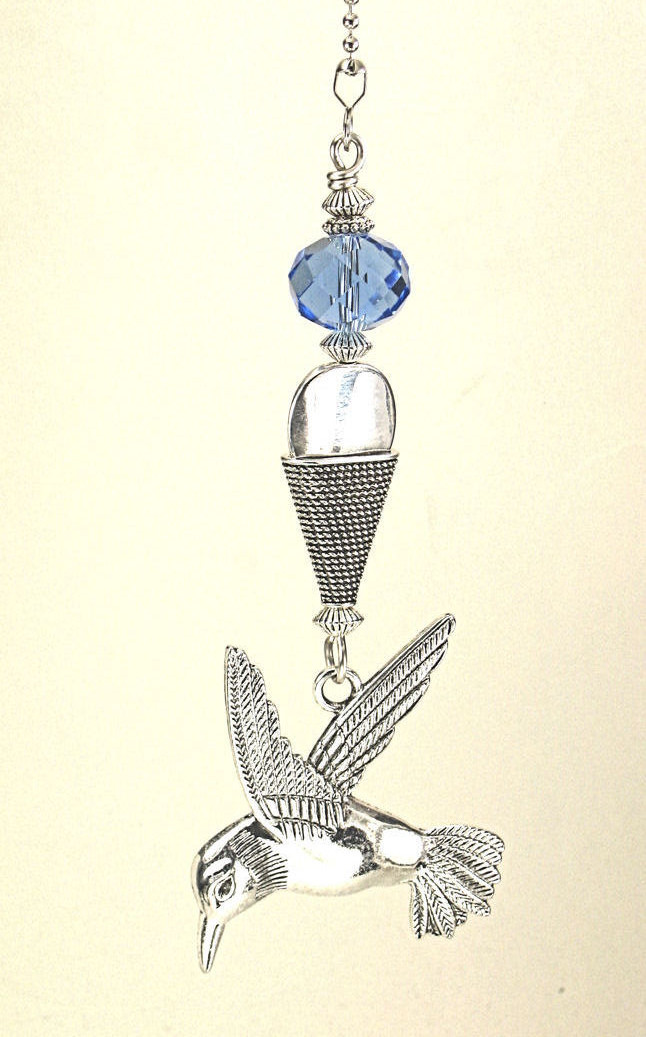 Silver Hummingbird Fan Pull Hummingbird fan pull