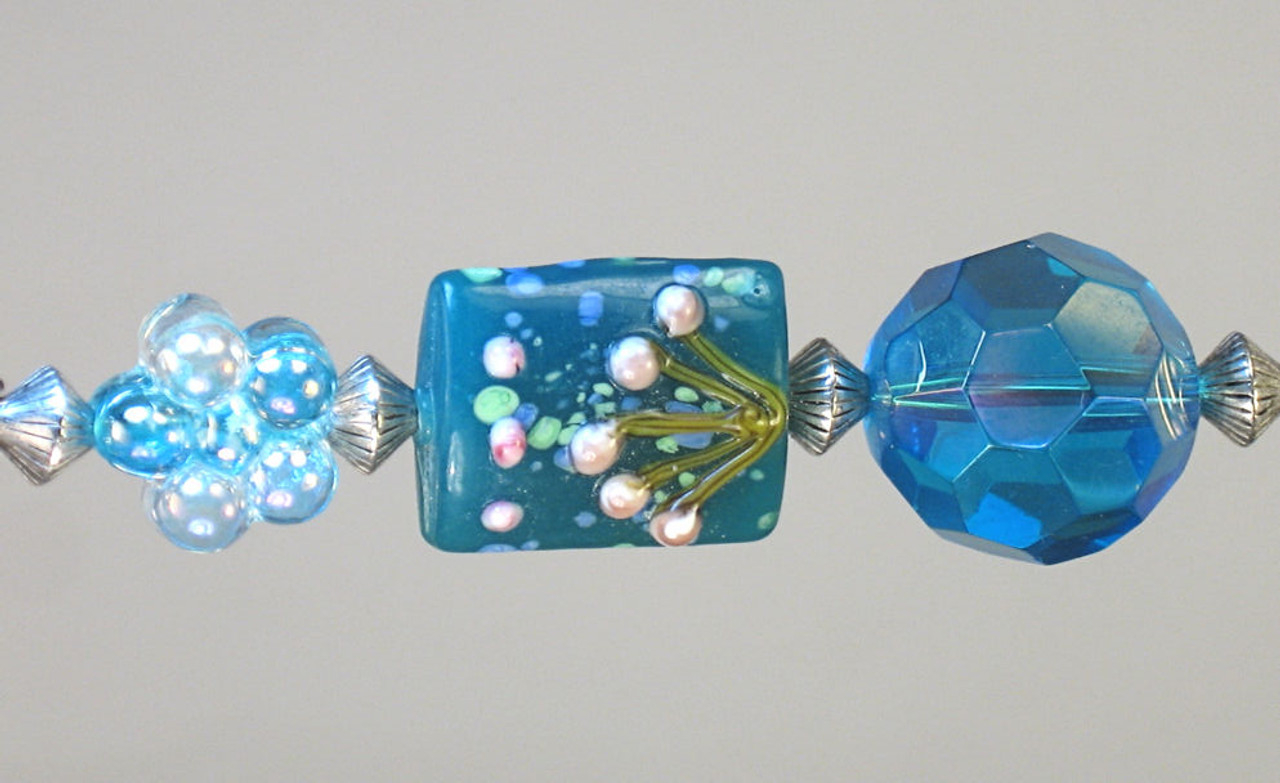 Flowers In Bloom Turquoise Glass Ceiling Fan Pull Chain