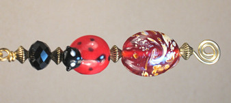 Red ladybug glass ceiling fan pull chain