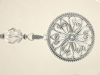 Silvery Filigree Medallion Ceiling Fan Pull Chain 