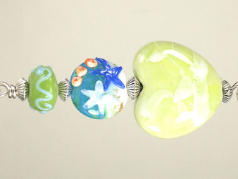 Baby Soft Green and Starfish Glass Ceiling Fan Pull 